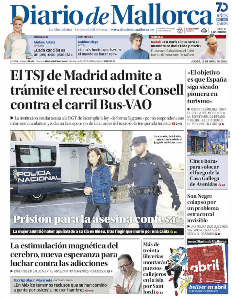 Portada de Diario de Mallorca (España)