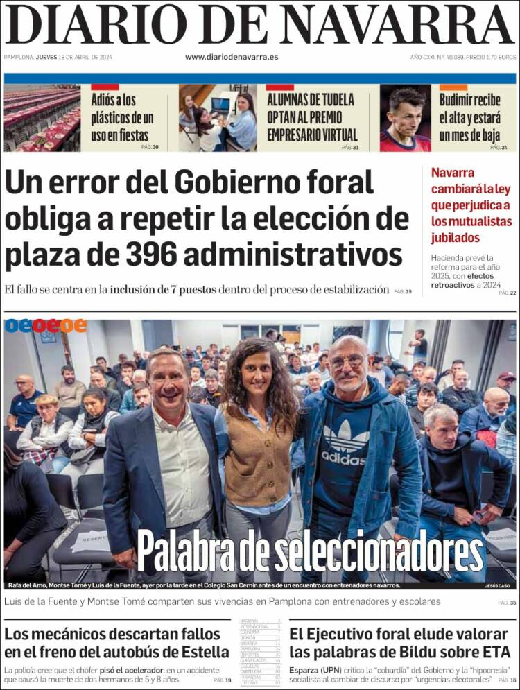 Portada de Diario de Navarra (España)