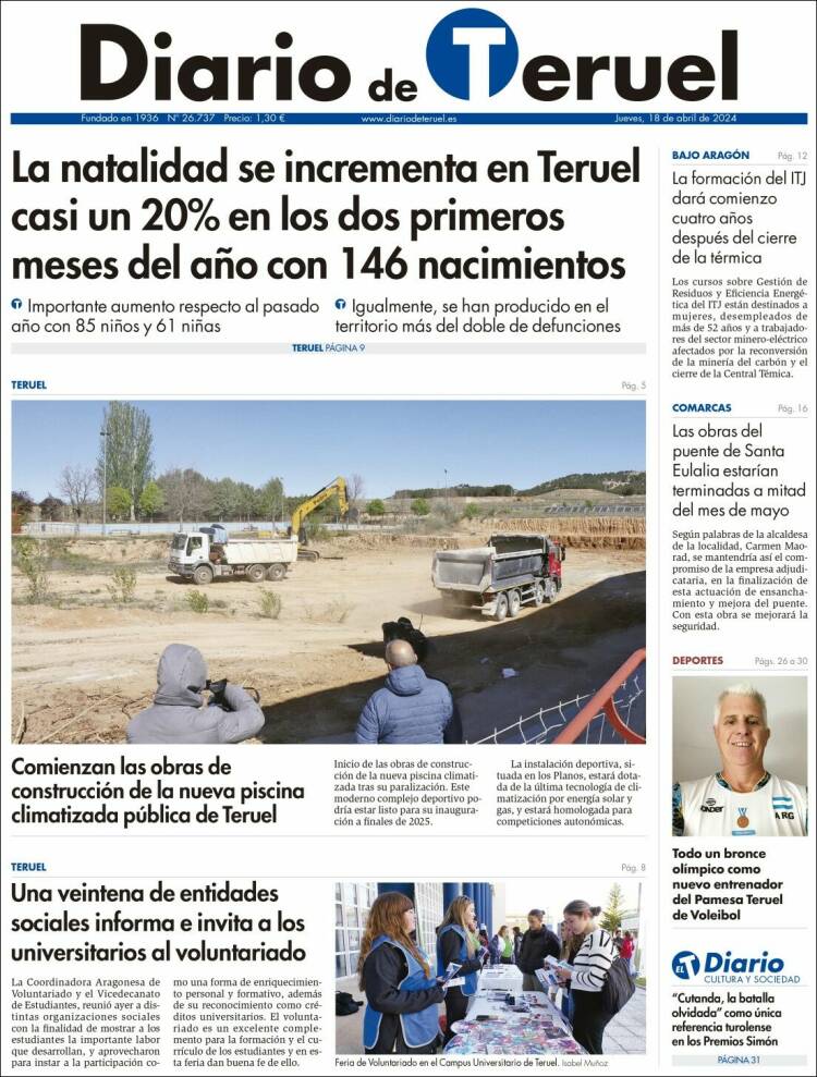 Portada de Diario de Teruel (España)