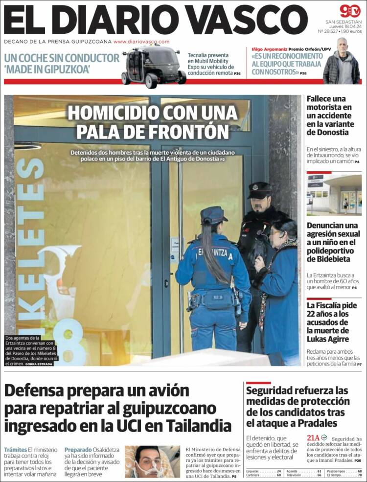 Portada de Diario Vasco (España)