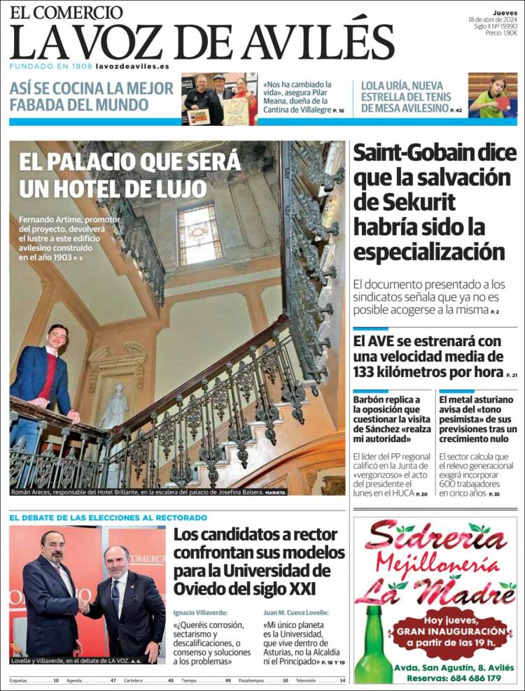 Portada de El Comercio - Avilés (España)