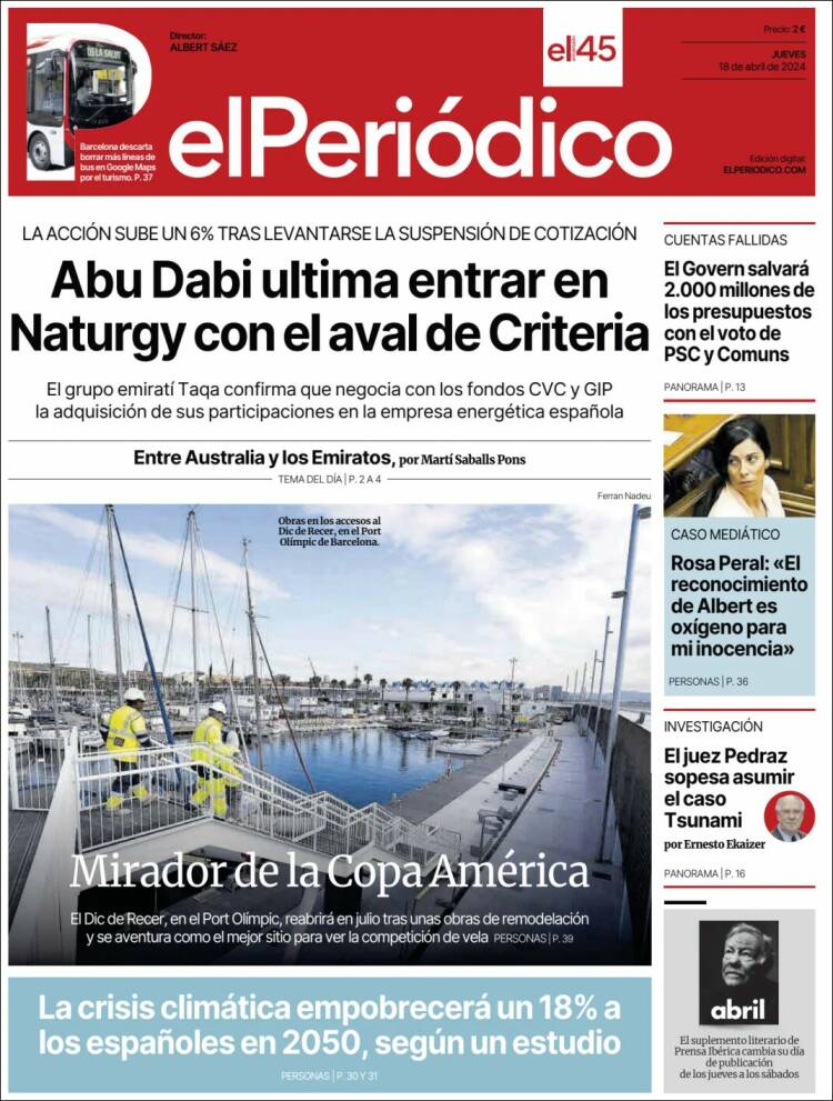 Portada de El Periódico (España)