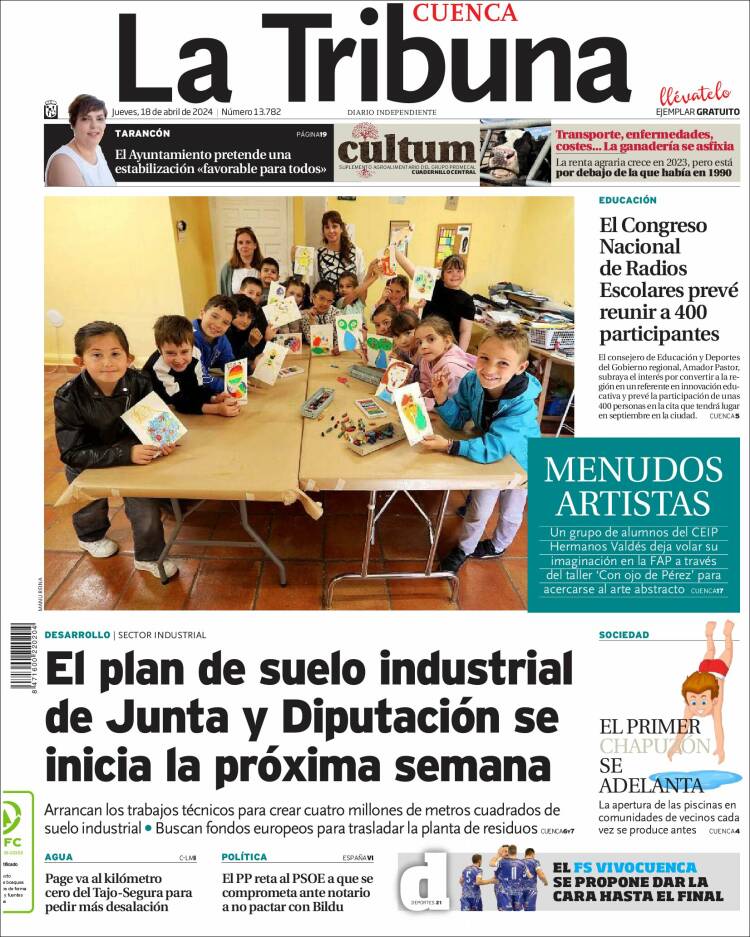 Portada de La Tribuna de Cuenca (España)