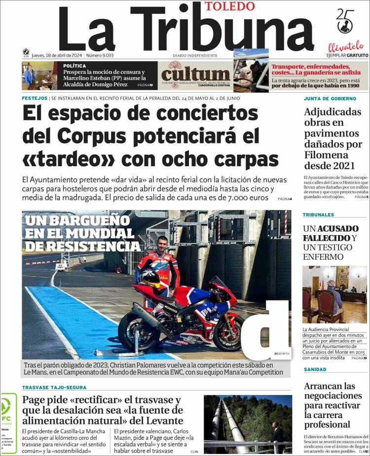 Portada de La Tribuna de Toledo (España)