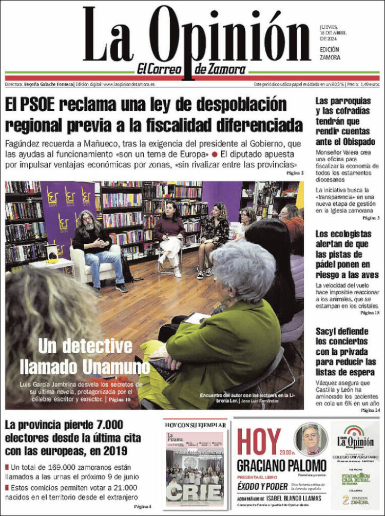 Portada de La Opinión - El Correo de Zamora (España)