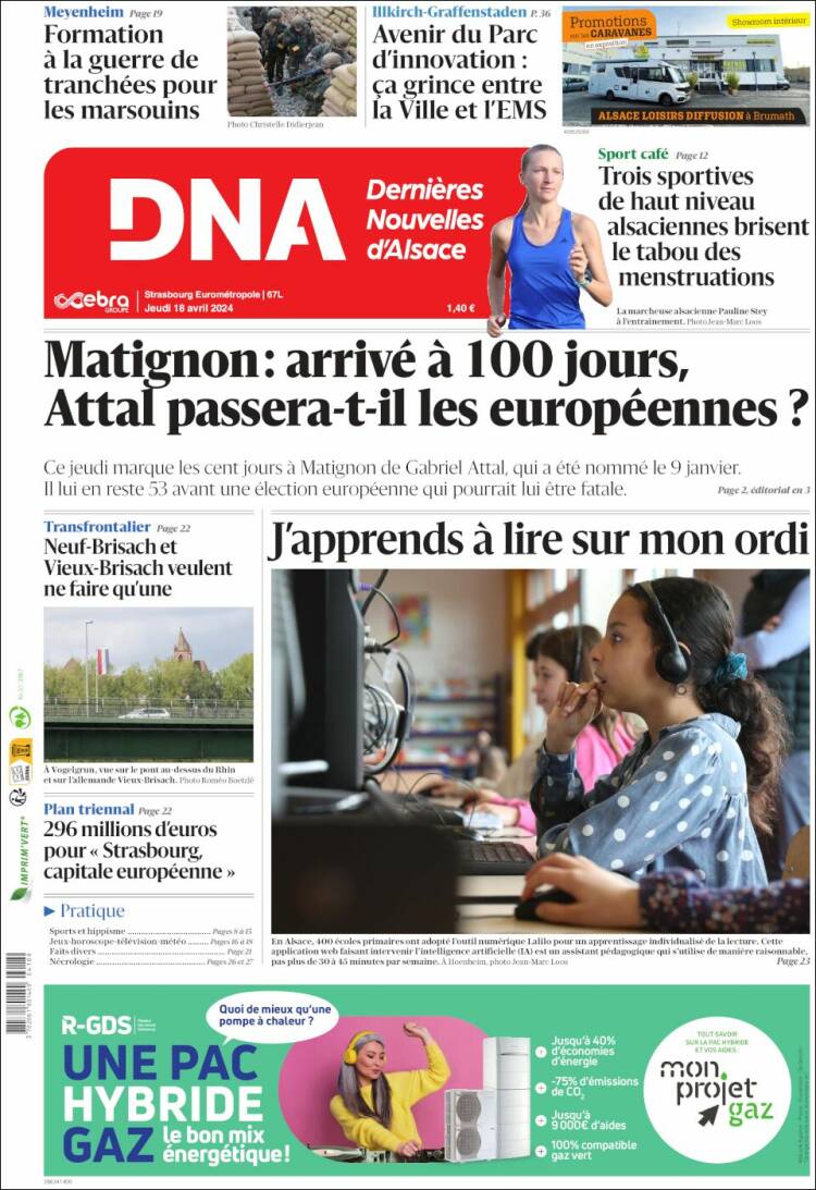 Portada de Les Dernières Nouvelles d'Alsace (Francia)