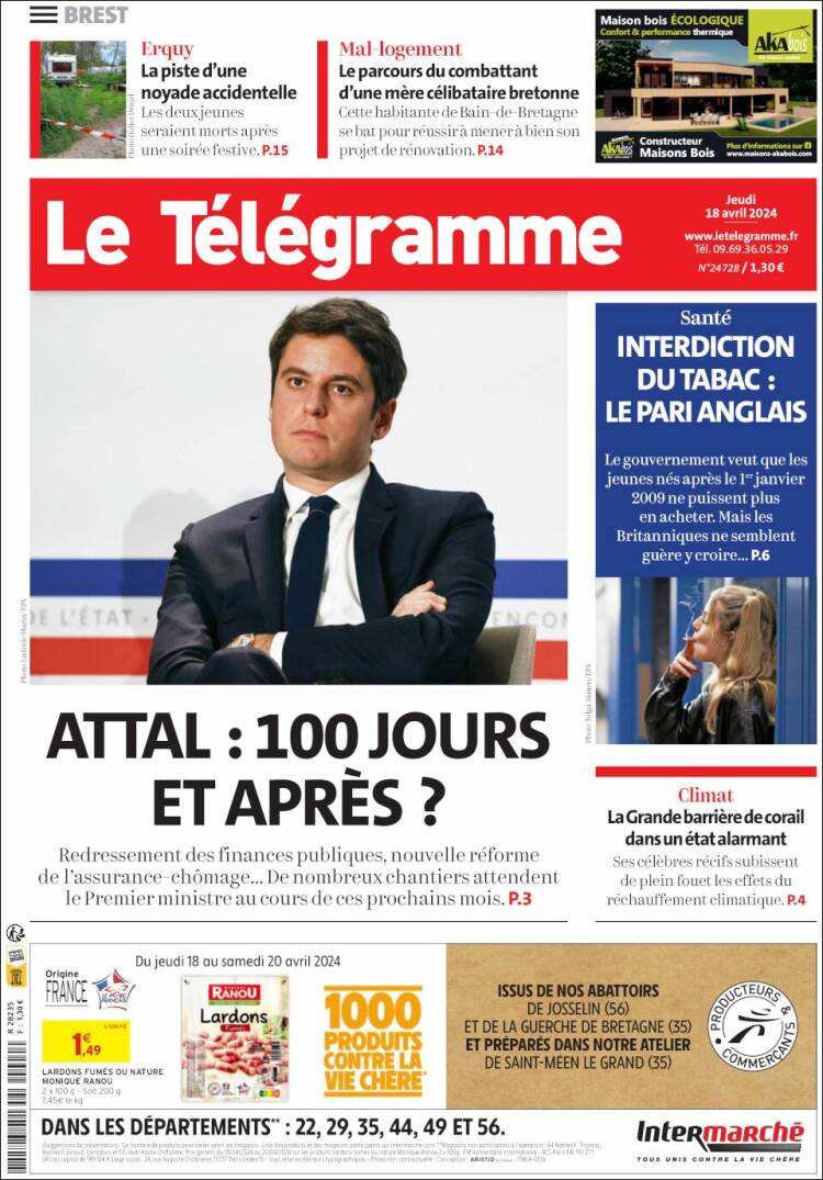 Portada de Télégramme (Francia)