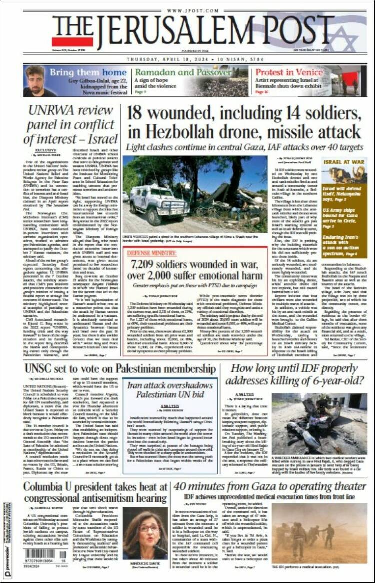 Portada de The Jerusalem Post (Israel)