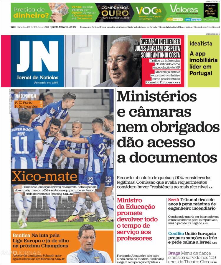 Portada de Jornal de Notícias (Portugal)