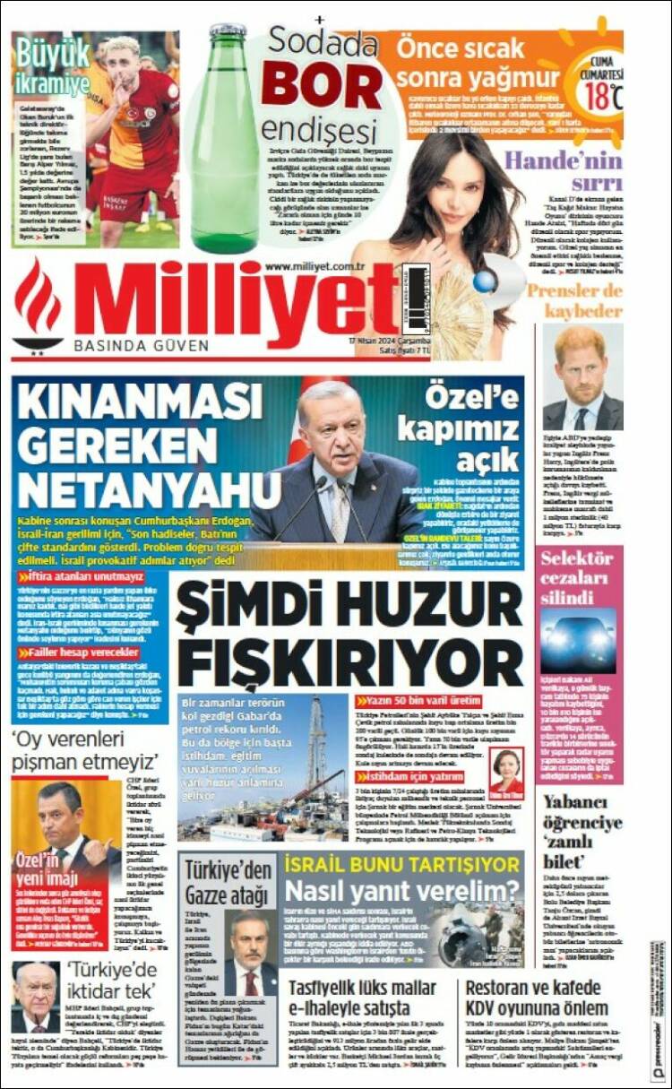 Portada de Milliyet (Turqu&iacute;a)