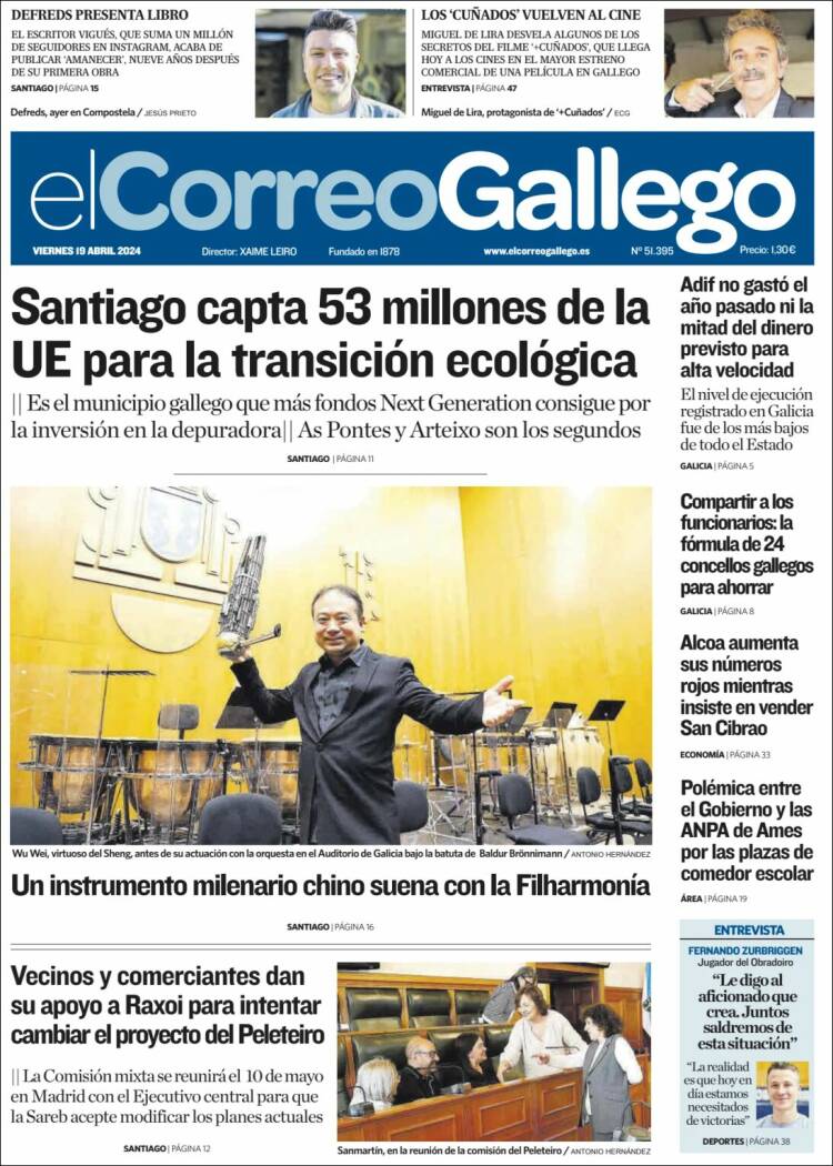 Portada de El Correo Gallego (España)