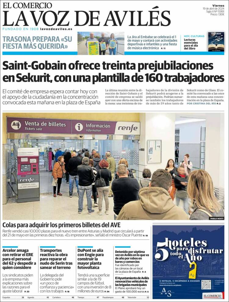 Portada de El Comercio - Avilés (España)