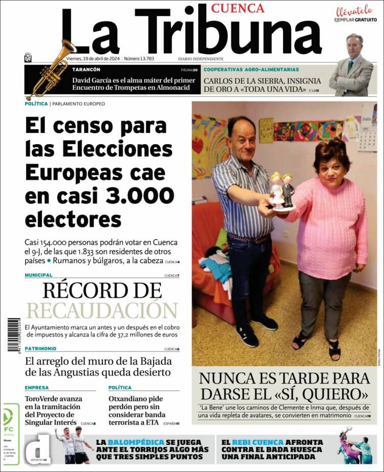 Portada de La Tribuna de Cuenca (España)