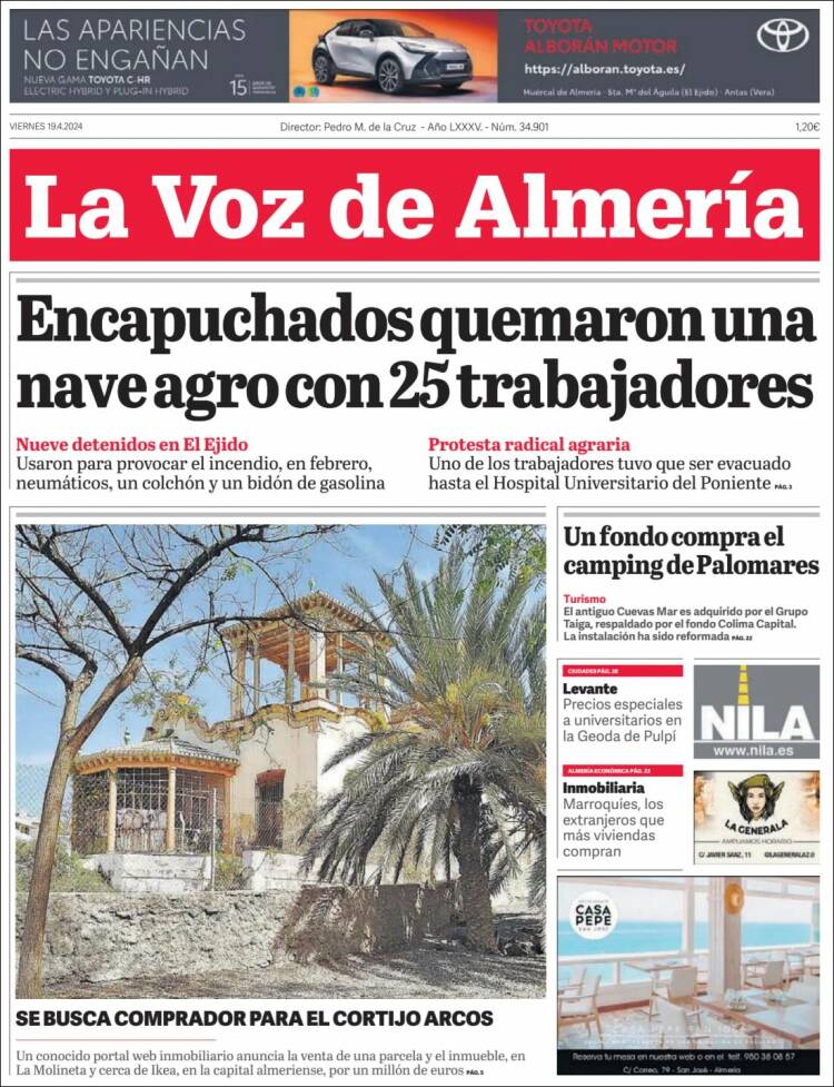 Portada de La Voz de Almería (España)