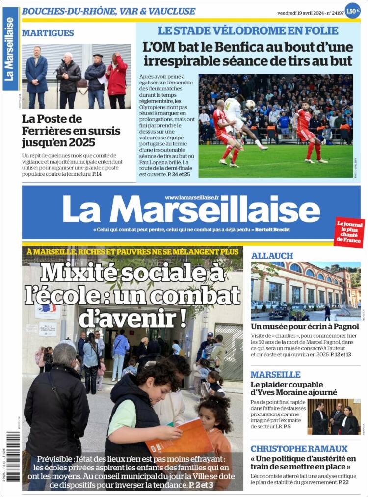 Portada de La Marseillaise (Francia)