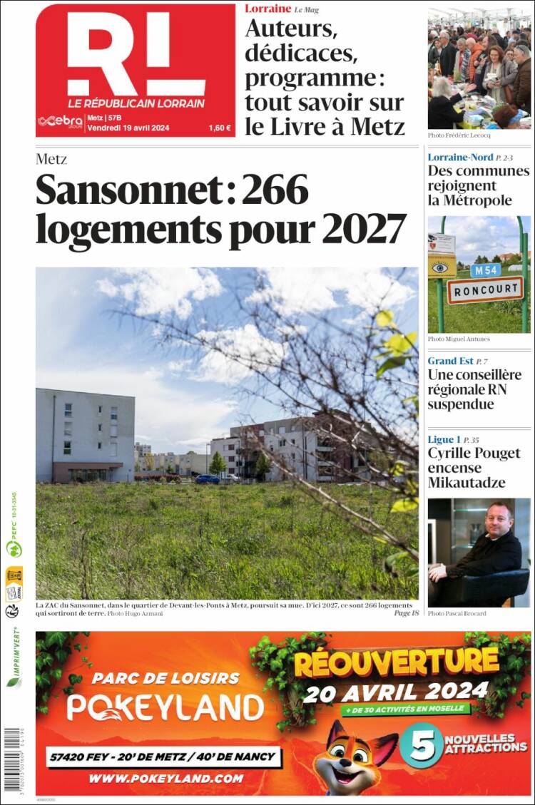 Portada de Le Republicain Lorrain (Francia)