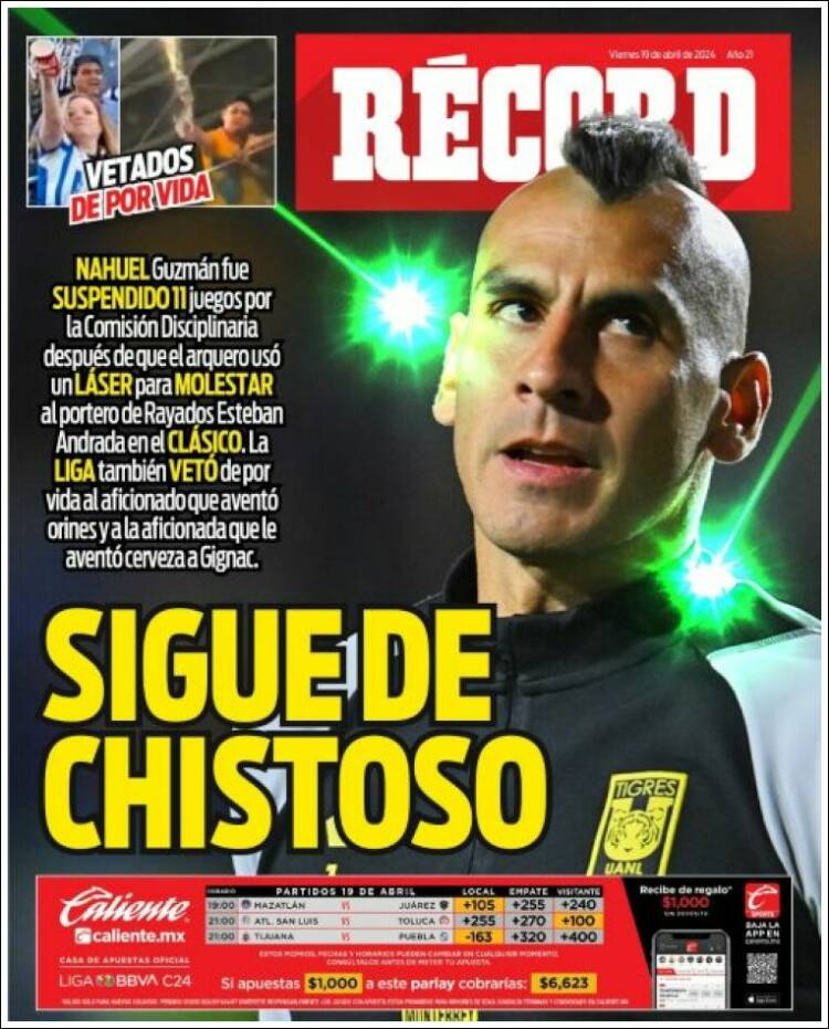 PORTADA DEL PERIODICO RECORD HOY visual data 8