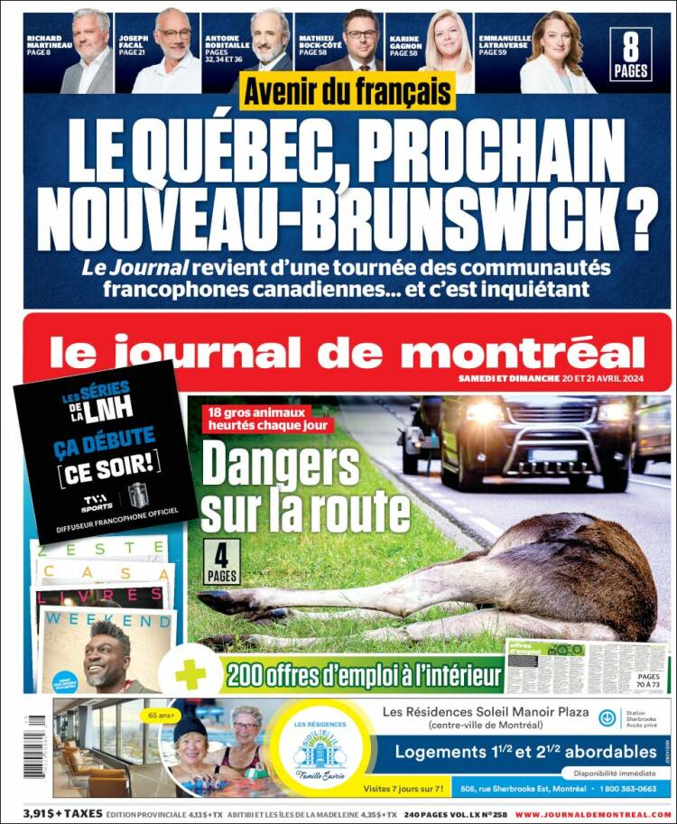 Portada de Le Journal de Montréal (Canadá)