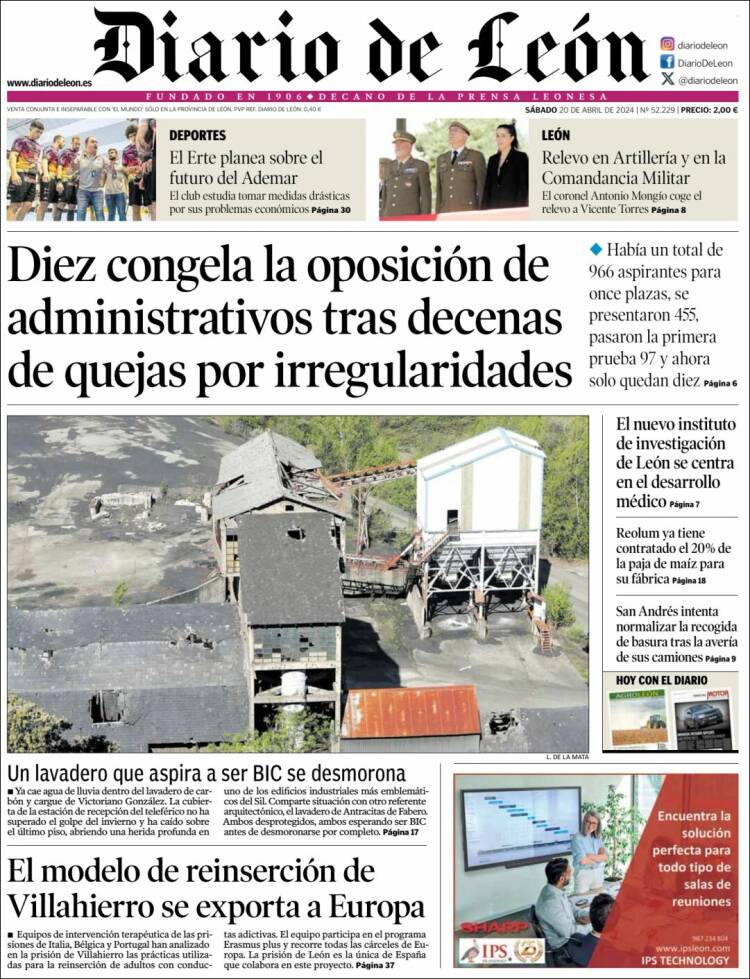 Portada de Diario de León (España)