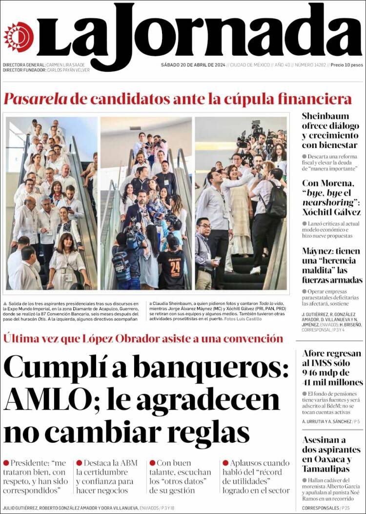 Portada de La Jornada (M&eacute;xico)