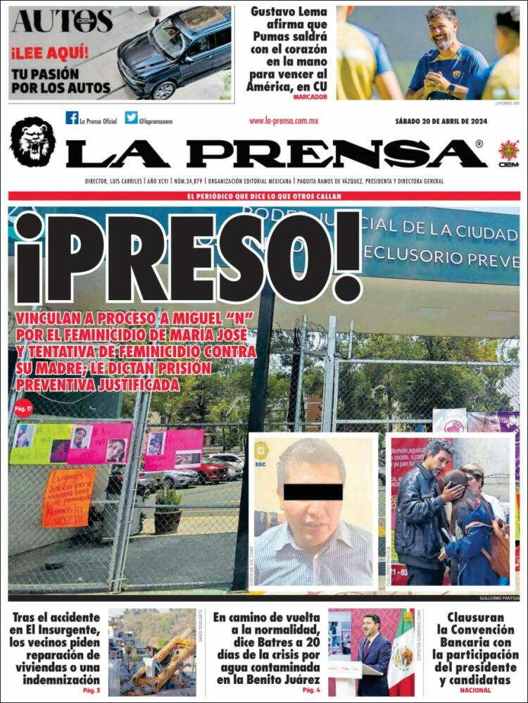 Portada de La Prensa (M&eacute;xico)