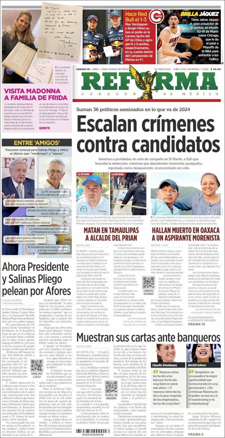 Portada de Reforma (M&eacute;xico)