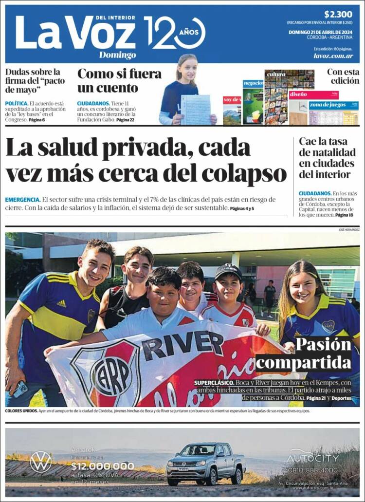 Portada de La Voz del Interior (Argentina)