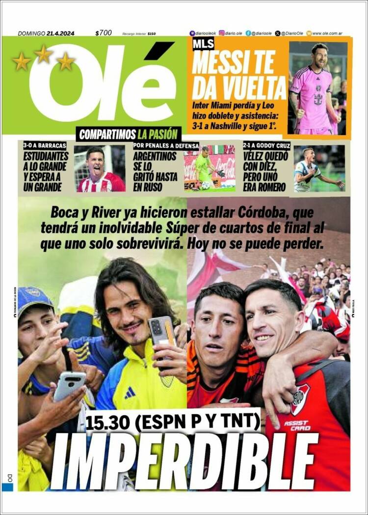 Portada de Olé (Argentina)