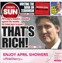 Portada de The Toronto Sun (Canadá)