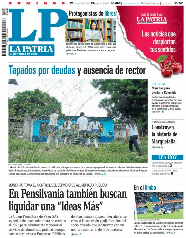 Portada de La Patria (Colombia)