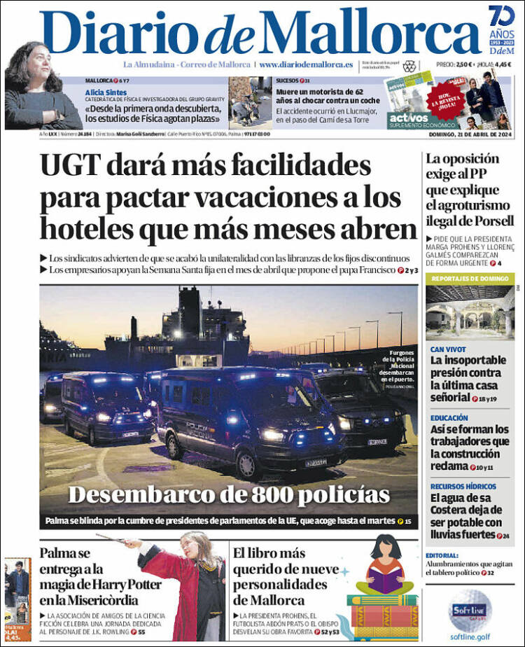 Portada de Diario de Mallorca (España)