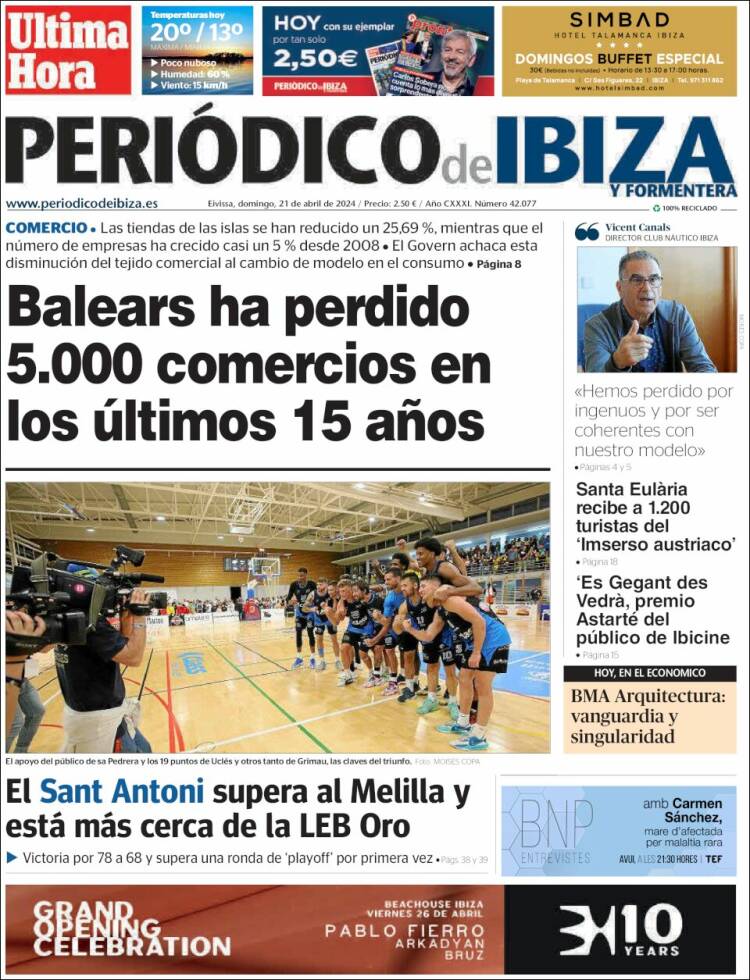 Portada de Periódico de Ibiza (España)