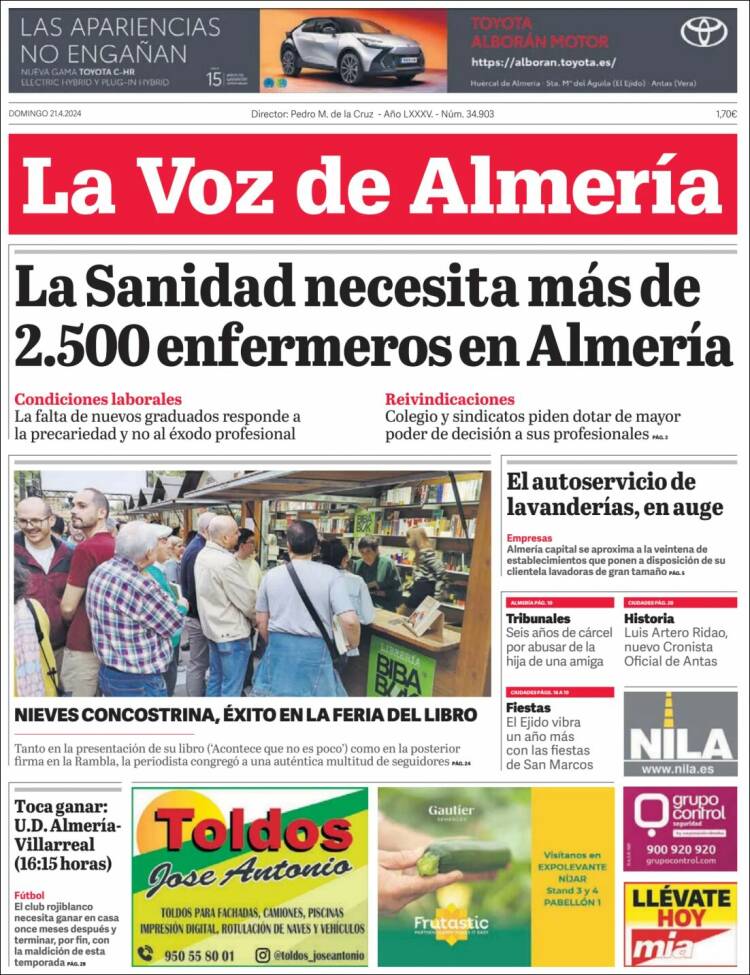 Portada de La Voz de Almería (España)