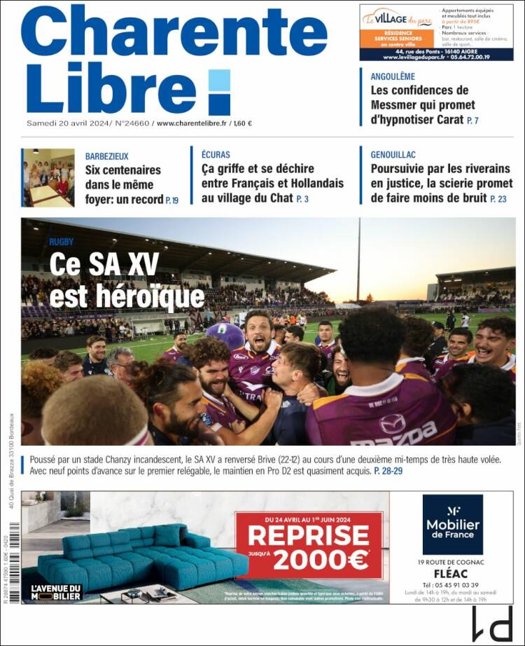 Portada de Charente Libre (Francia)