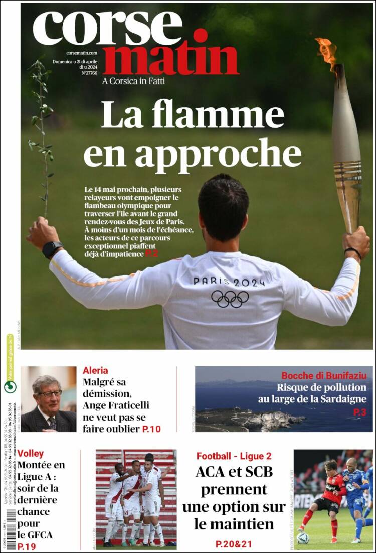 Portada de Corse-Matin (Francia)