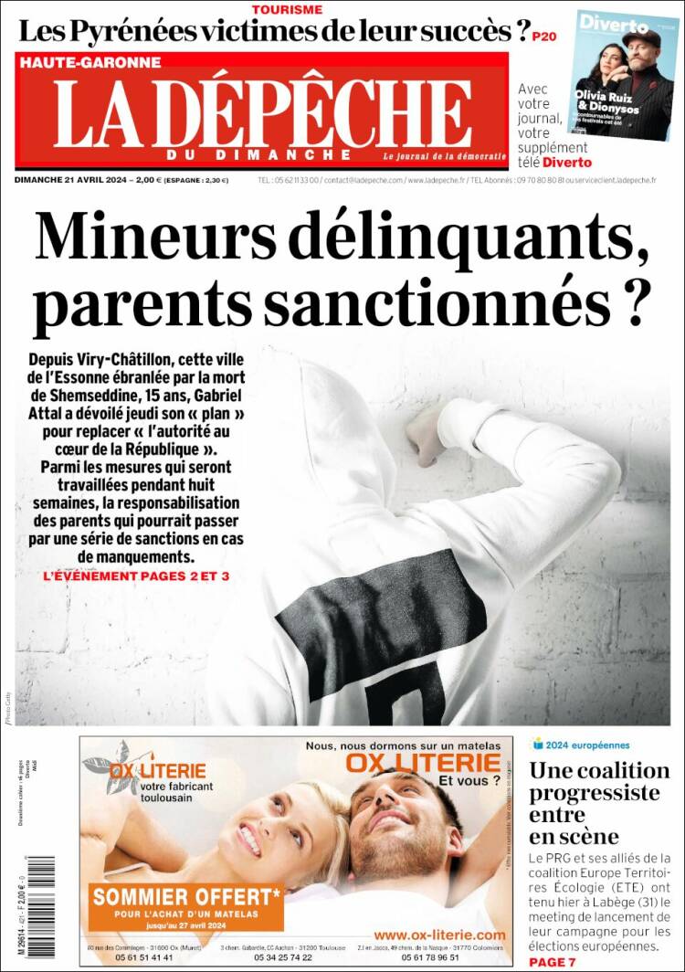 Portada de La Dépêche du Midi (Francia)