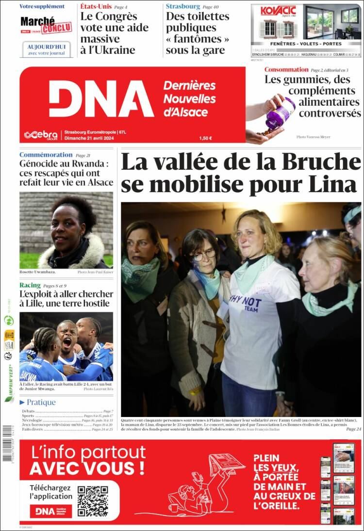 Portada de Les Dernières Nouvelles d'Alsace (Francia)
