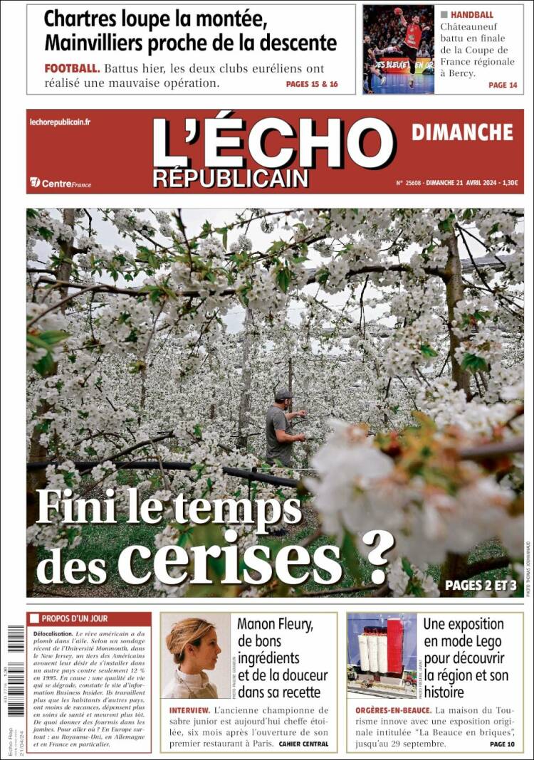 Portada de L'Echo Républicain (Francia)