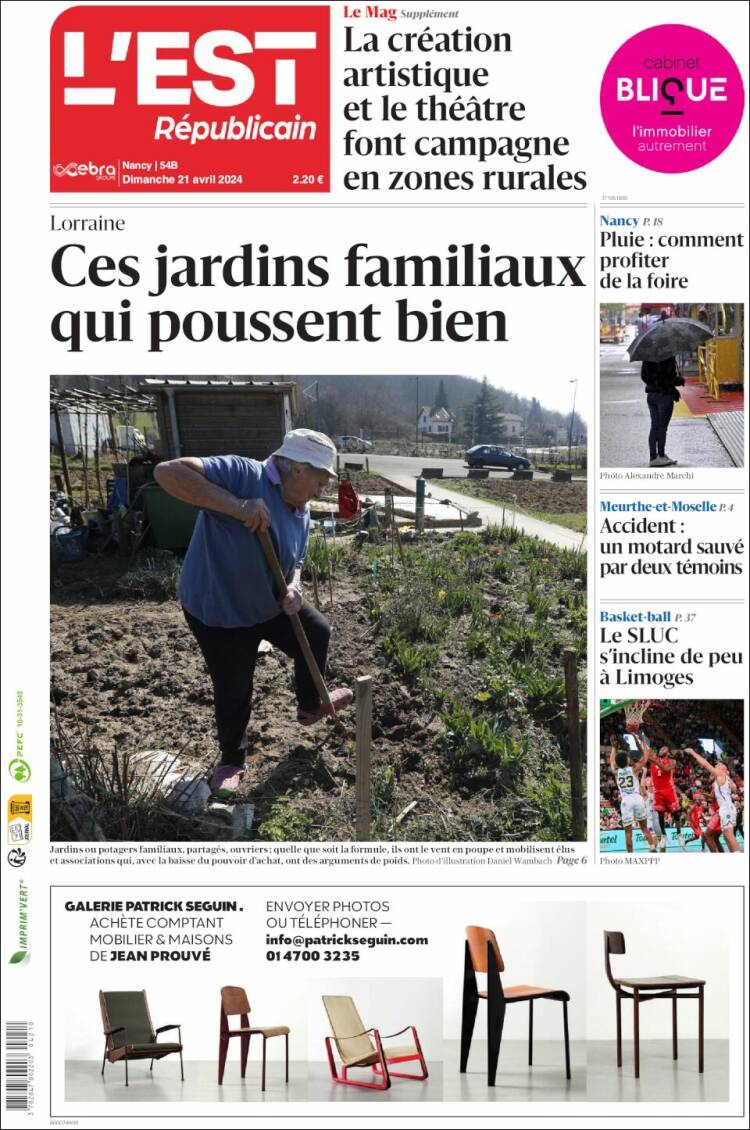 Portada de L'Est Republicain (Francia)