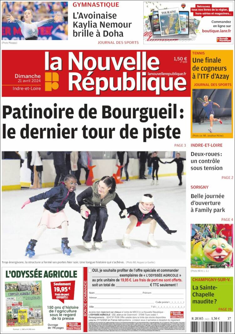 Portada de La Nouvelle Republique (Francia)