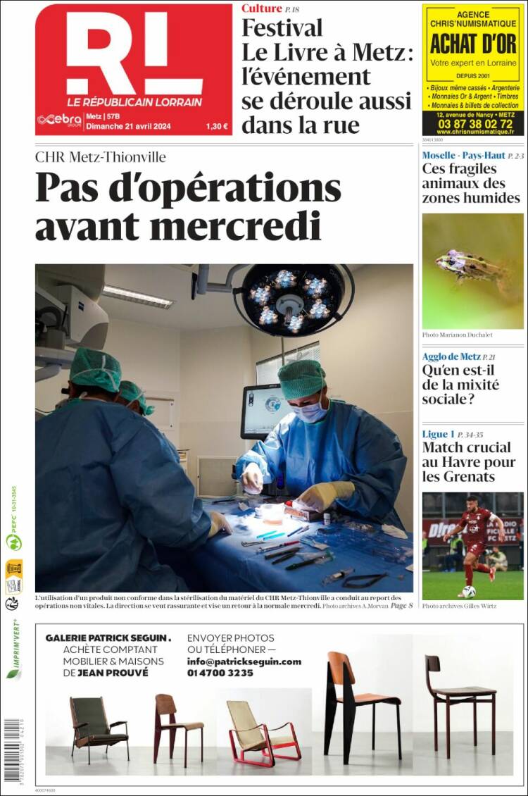 Portada de Le Republicain Lorrain (Francia)