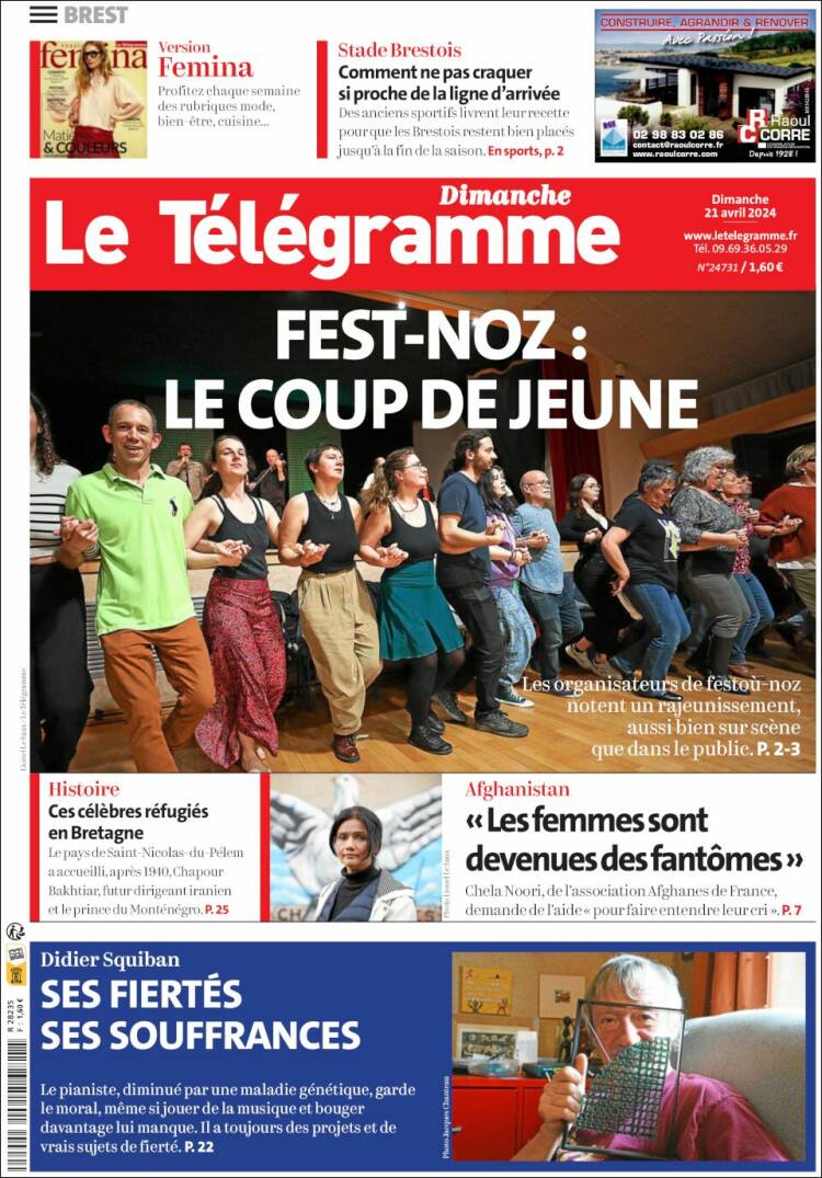 Portada de Télégramme (Francia)