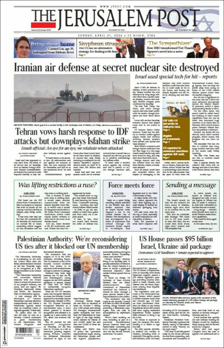 Portada de The Jerusalem Post (Israel)