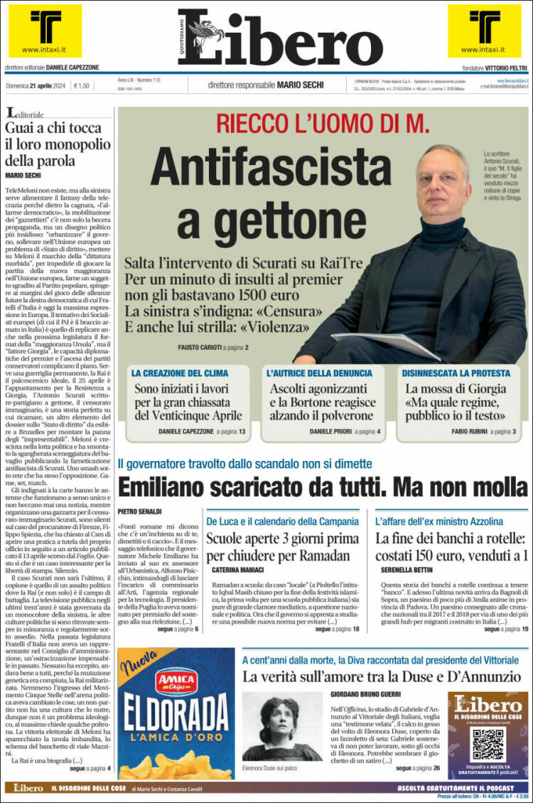Portada de Libero (Italia)