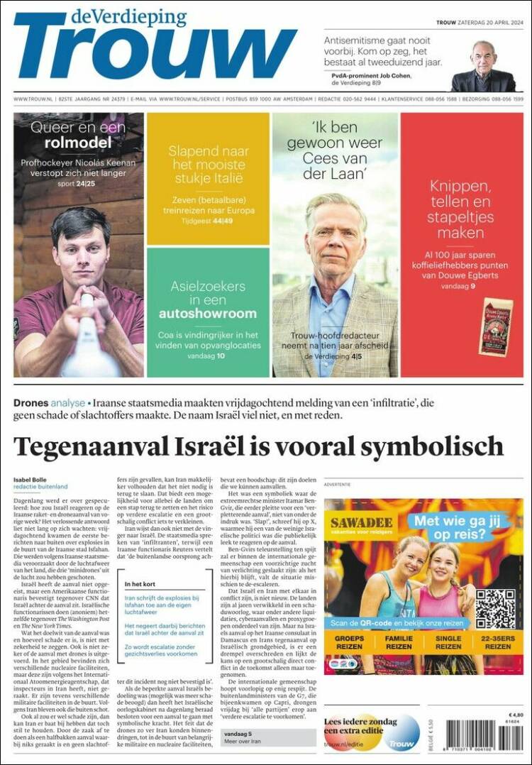 Portada de Trouw (Pa&iacute;ses Bajos)