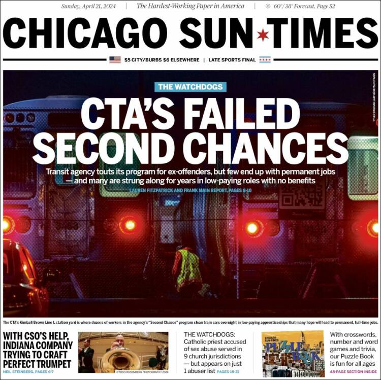 Portada de Chicago Sun-Times (USA)