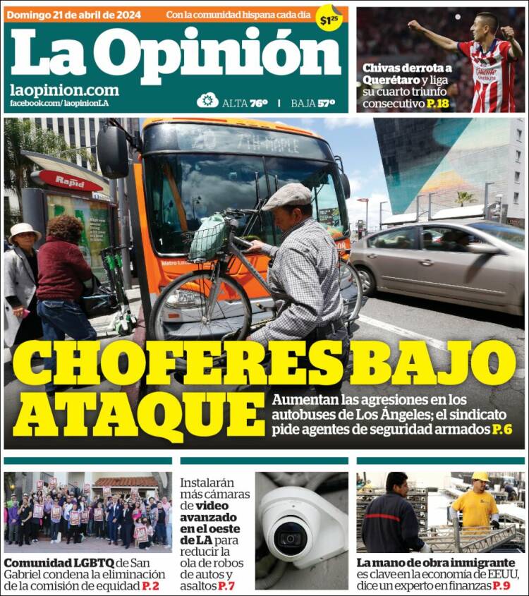 Portada de La Opinión (USA)