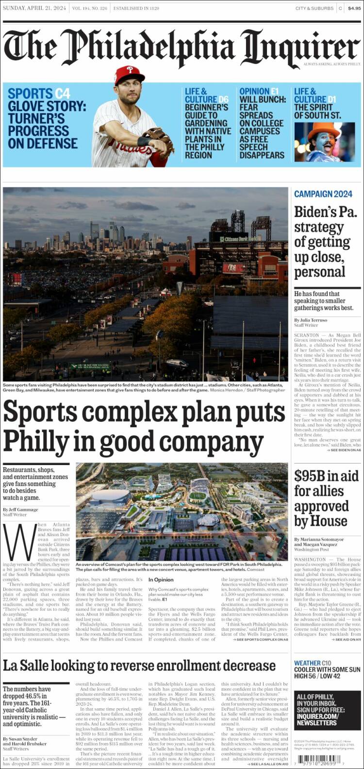 Portada de Philadelphia Inquirer (USA)