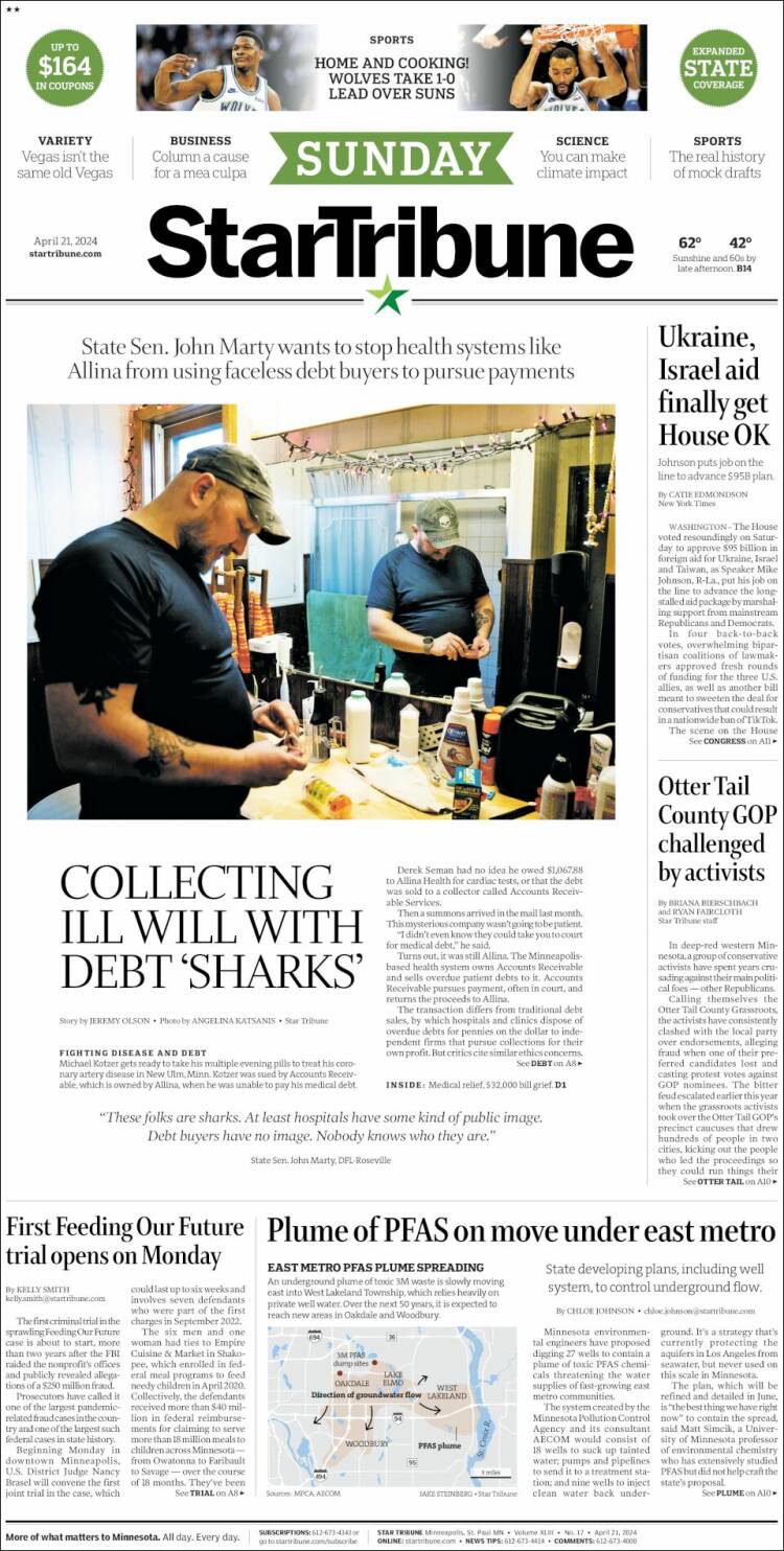 Portada de Star Tribune (USA)