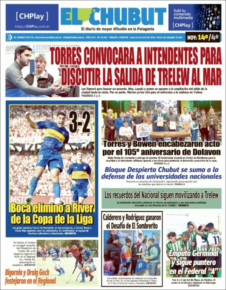 Portada de El Chubut (Argentina)